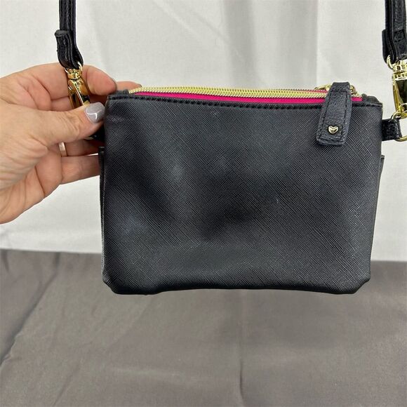 Betsey Johnson Small Crossbody Quilt Purse Black/Cream/Gold Multicolor - Picture 3 of 8